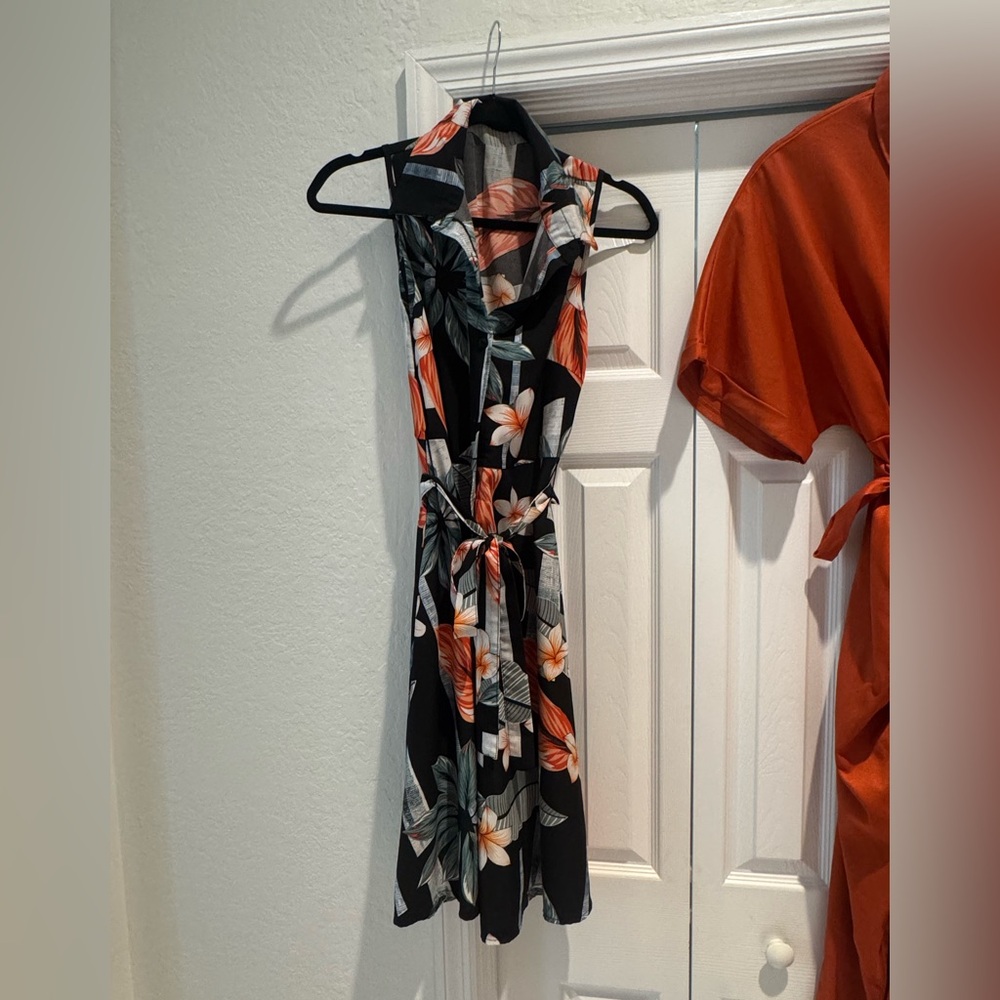 Floral Black and Orange Women's Dress